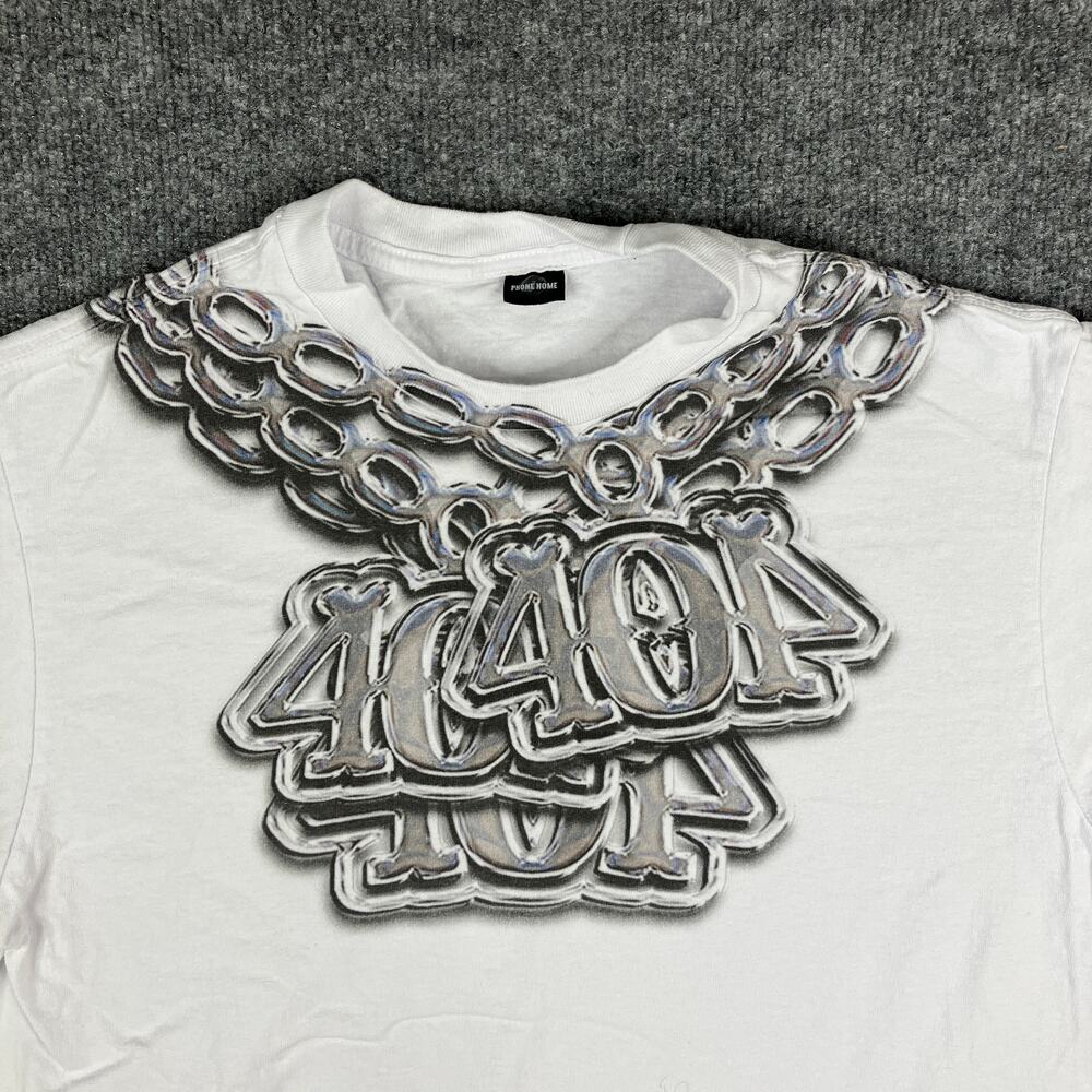 Phone Home T-Shirt Mens M White Graphic Logo Streetwear Hip Hop Short Sleeve